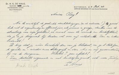 Correspondentie\C03167.jpg; C03167; Brief van de Haas aan Clay, 24 oktober 1948; Brief